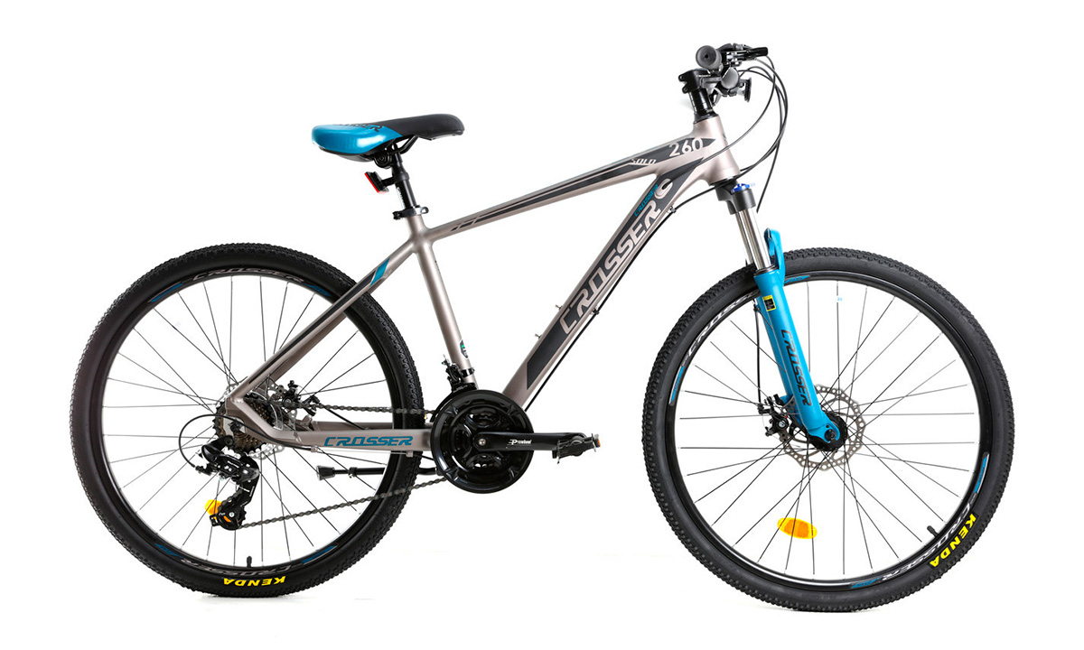 Велосипед Crosser Solo 26" 2021, размер М, серо-синий